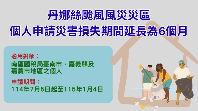 個人申請災害損失期間延長為6個月
